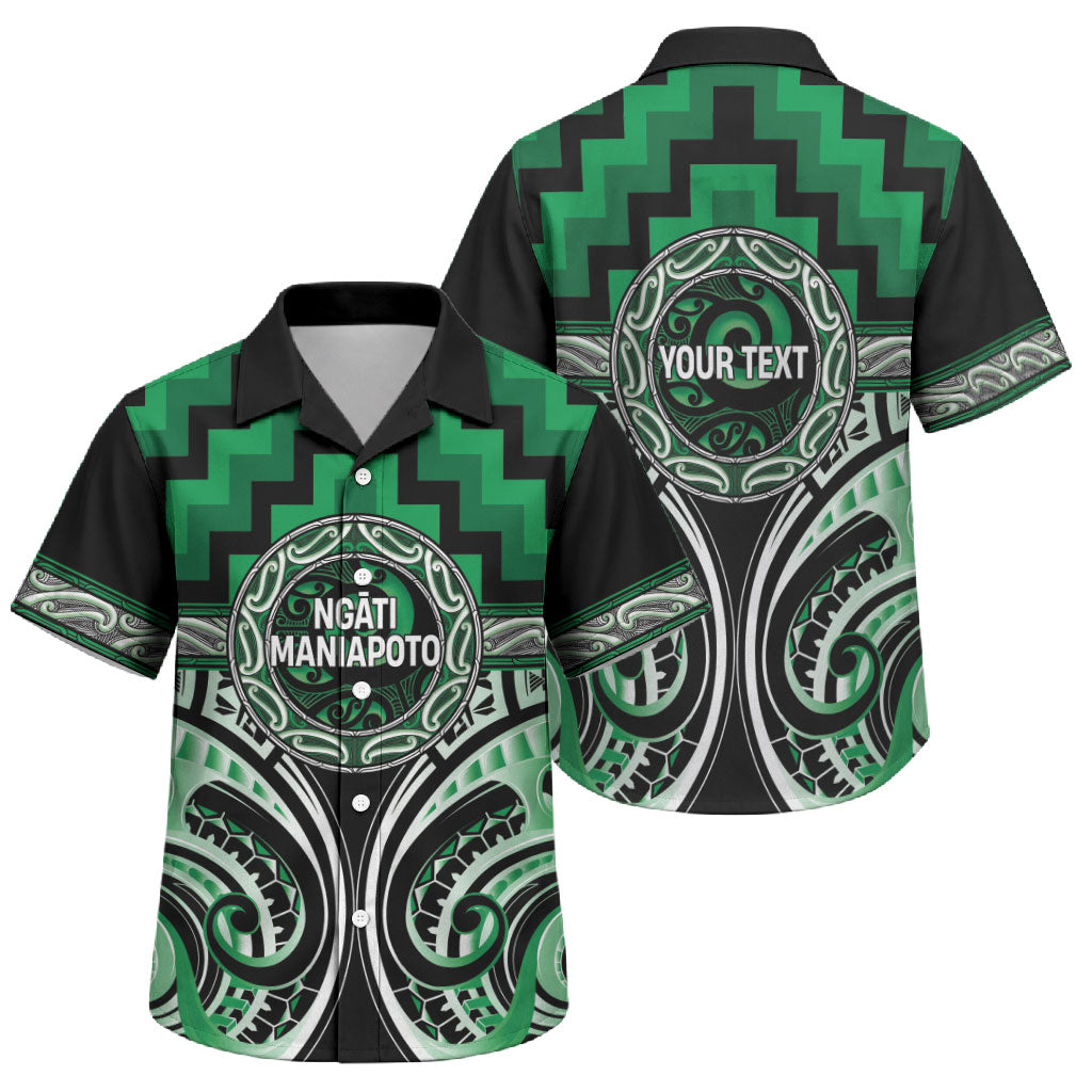 Aotearoa Ngati Maniapoto Personalised Family Matching Long Sleeve Bodycon Dress and Hawaiian Shirt Maori Iwi Poutama Puhoro Tattoo LT14 Son's Shirt Green - Polynesian Pride