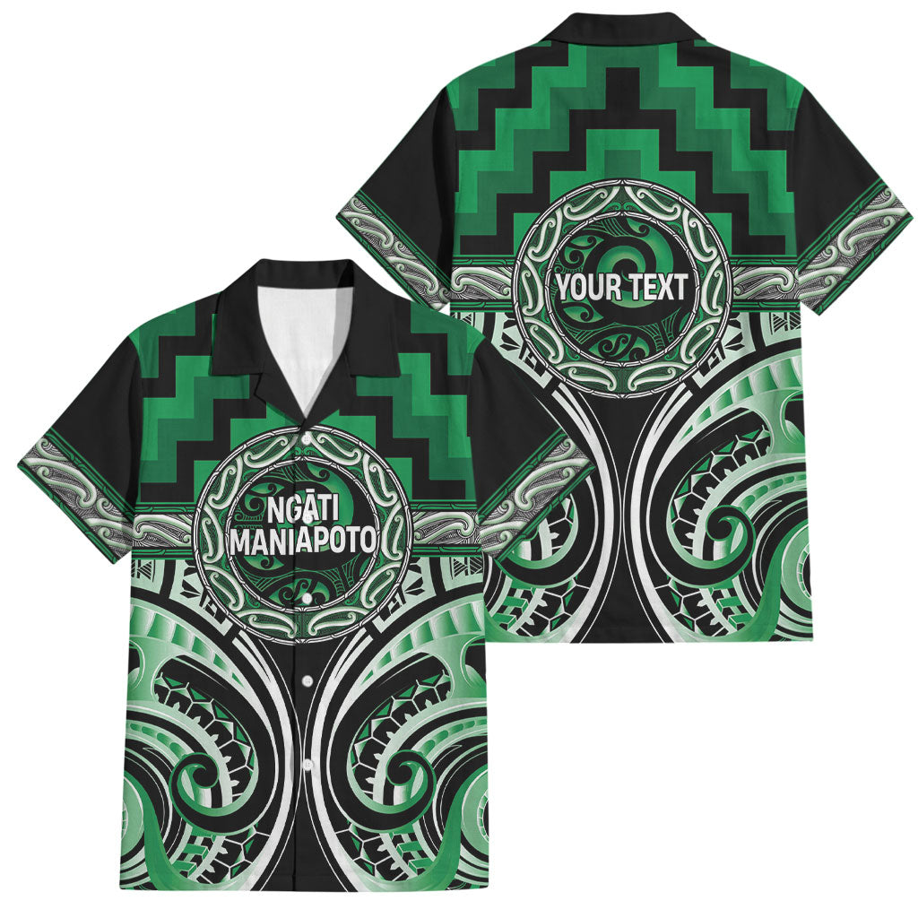 Aotearoa Ngati Maniapoto Personalised Family Matching Off Shoulder Maxi Dress and Hawaiian Shirt Maori Iwi Poutama Puhoro Tattoo LT14 Dad's Shirt - Short Sleeve Green - Polynesian Pride