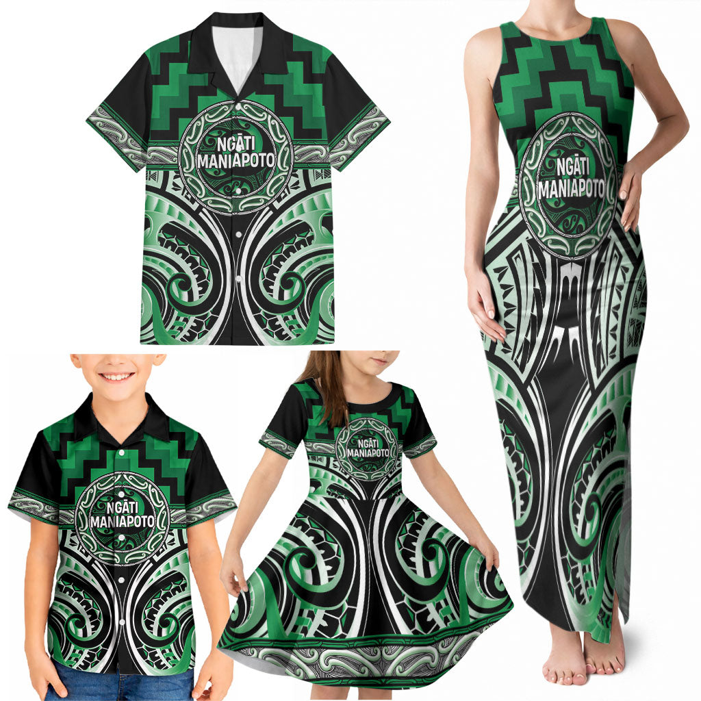 Aotearoa Ngati Maniapoto Personalised Family Matching Tank Maxi Dress and Hawaiian Shirt Maori Iwi Poutama Puhoro Tattoo LT14 - Polynesian Pride