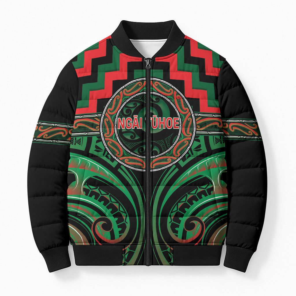 Aotearoa Ngai Tuhoe Personalised Bomber Puffer Jacket Maori Iwi Poutama Puhoro Tattoo LT14 Unisex Green - Polynesian Pride