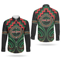 Aotearoa Ngai Tuhoe Personalised Couples Matching Mermaid Dress and Long Sleeve Button Shirt Maori Iwi Poutama Puhoro Tattoo LT14 - Polynesian Pride