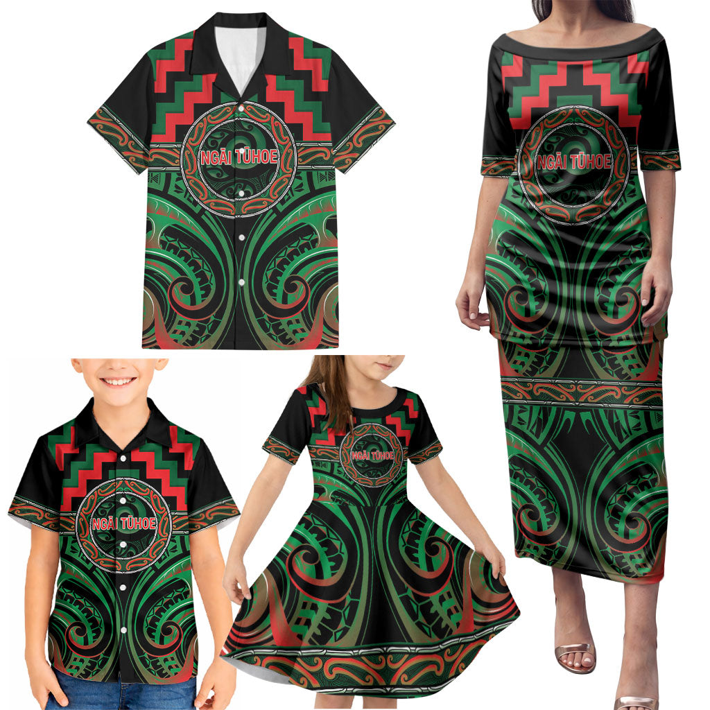 Aotearoa Ngai Tuhoe Personalised Family Matching Puletasi and Hawaiian Shirt Maori Iwi Poutama Puhoro Tattoo LT14 - Polynesian Pride