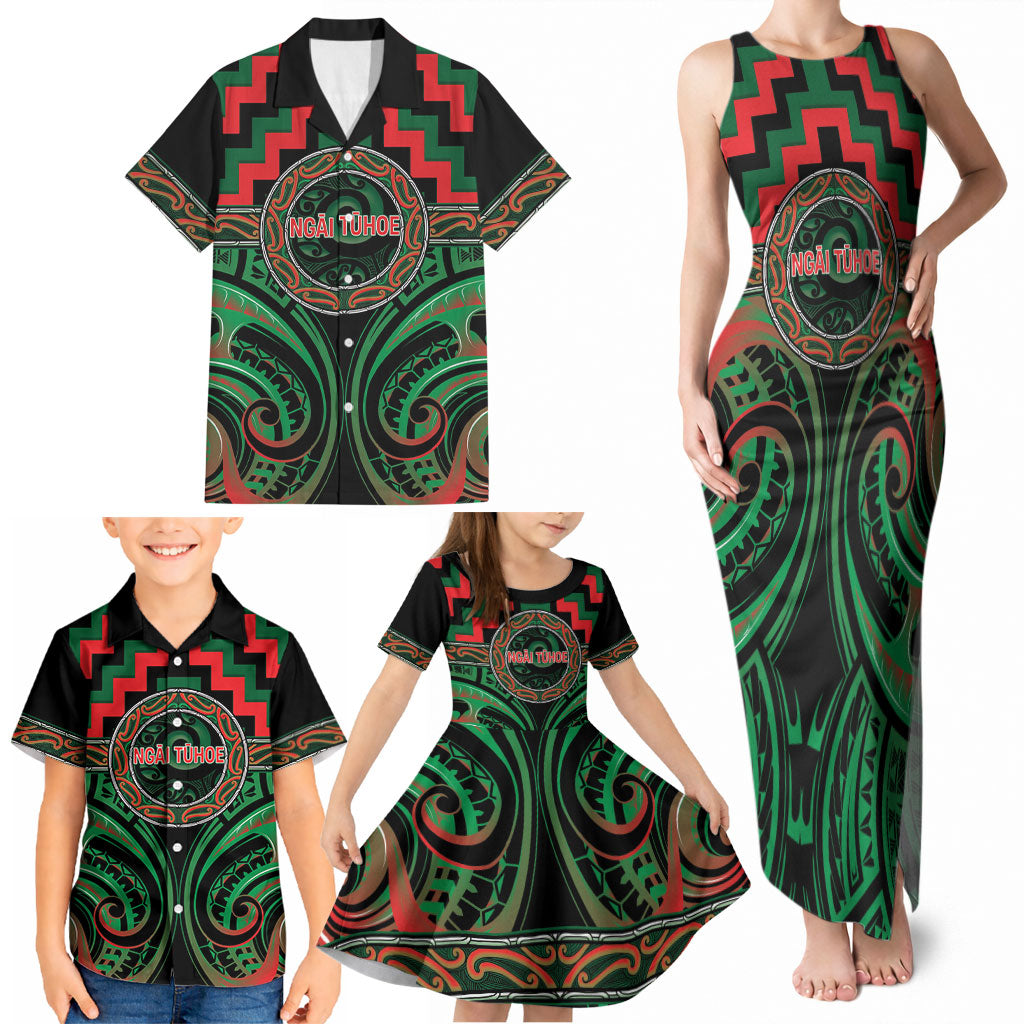 Aotearoa Ngai Tuhoe Personalised Family Matching Tank Maxi Dress and Hawaiian Shirt Maori Iwi Poutama Puhoro Tattoo LT14 - Polynesian Pride