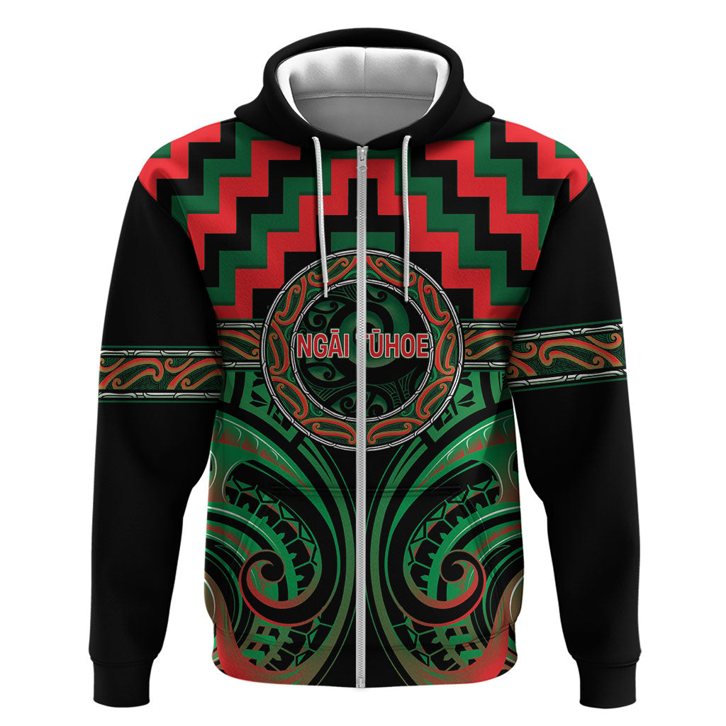 Aotearoa Ngai Tuhoe Personalised Hoodie Maori Iwi Poutama Puhoro Tattoo LT14 Zip Hoodie Green - Polynesian Pride