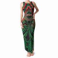 Aotearoa Ngai Tuhoe Personalised Tank Maxi Dress Maori Iwi Poutama Puhoro Tattoo LT14 Women Green - Polynesian Pride