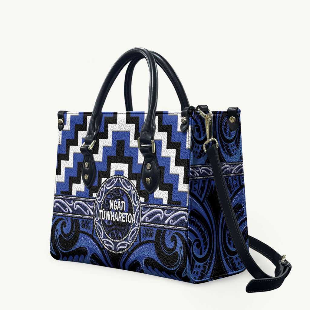 Aotearoa Ngati Tuwharetoa Leather Bag Maori Iwi Poutama Puhoro Tattoo LT14 Blue - Polynesian Pride