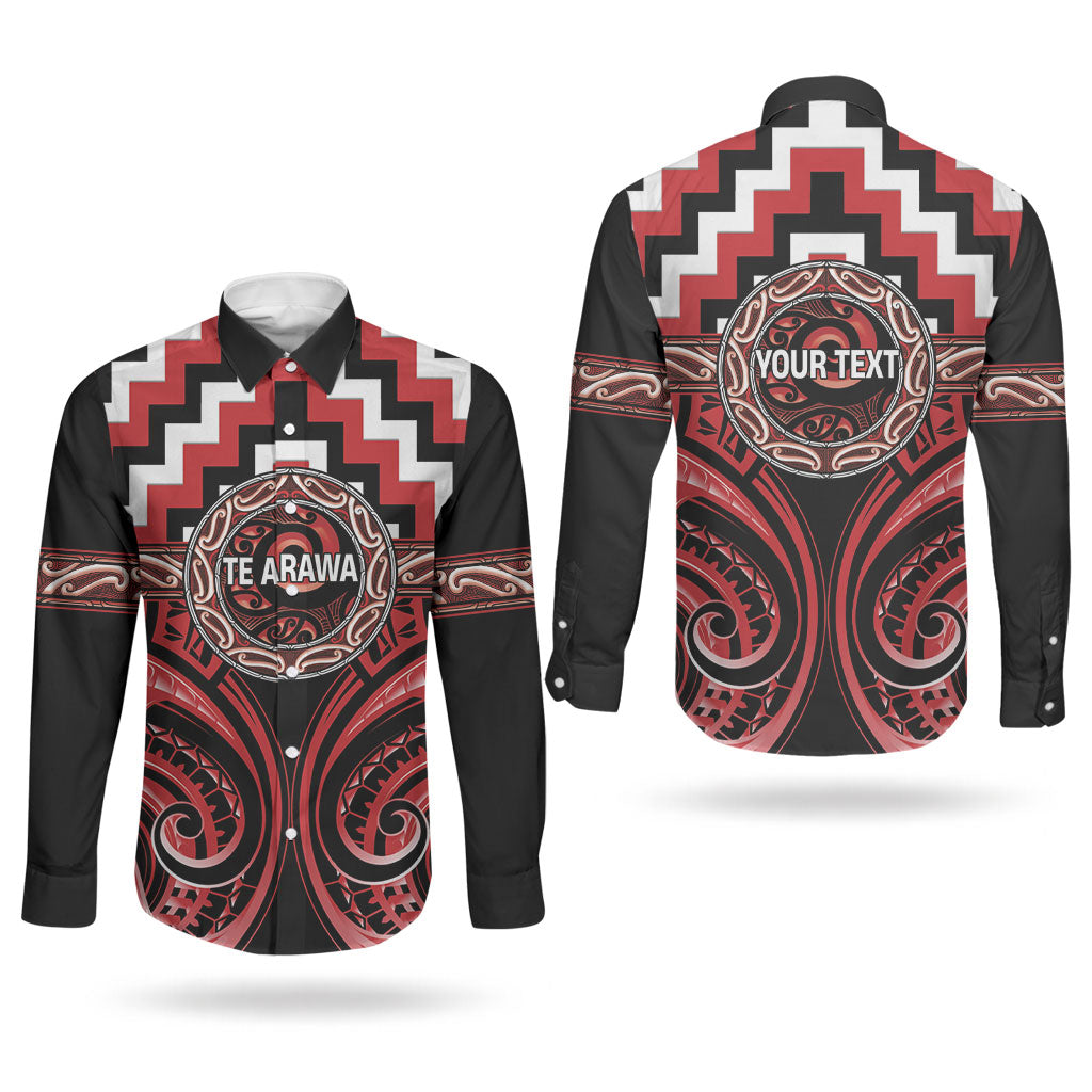 Aotearoa Te Arawa Personalised Couples Matching Long Sleeve Bodycon Dress and Long Sleeve Button Shirt Maori Iwi Poutama Puhoro Tattoo LT14 - Polynesian Pride