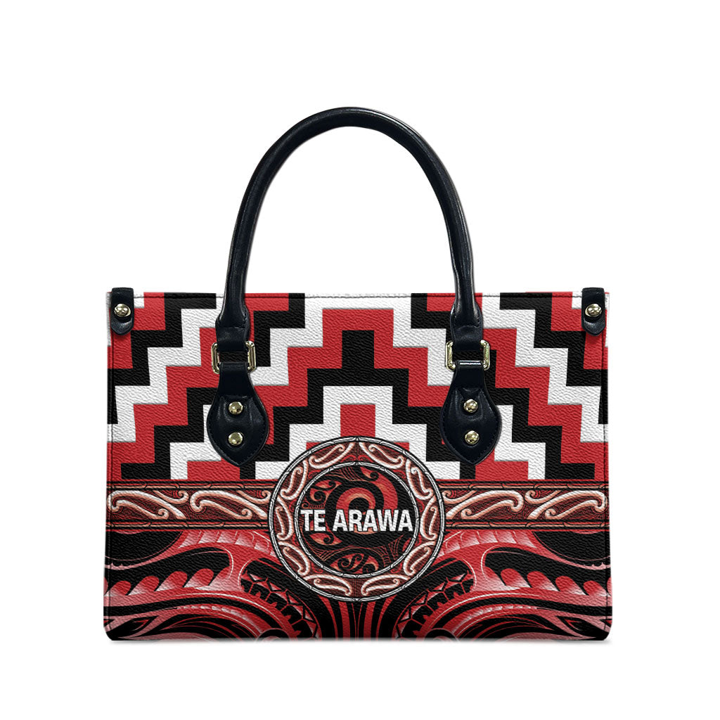 Aotearoa Te Arawa Leather Bag Maori Iwi Poutama Puhoro Tattoo LT14 - Polynesian Pride