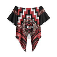 Aotearoa Te Arawa Personalised Off Shoulder Wrap Waist Top Maori Iwi Poutama Puhoro Tattoo LT14 Red - Polynesian Pride
