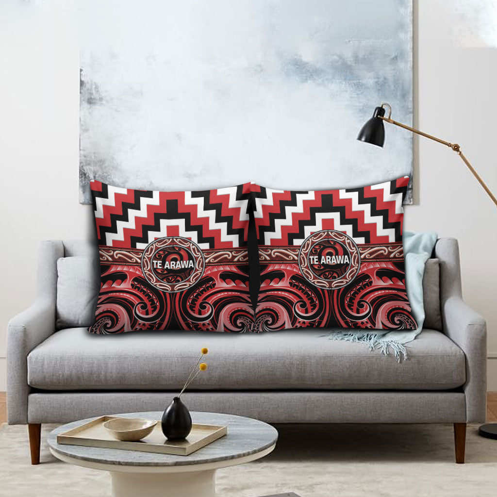 Aotearoa Te Arawa Pillow Cover Maori Iwi Poutama Puhoro Tattoo LT14 - Polynesian Pride
