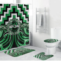 Aotearoa Ngai Tahu Bathroom Set Maori Iwi Poutama Puhoro Tattoo LT14 Bathroom Set (4 pcs) Green - Polynesian Pride