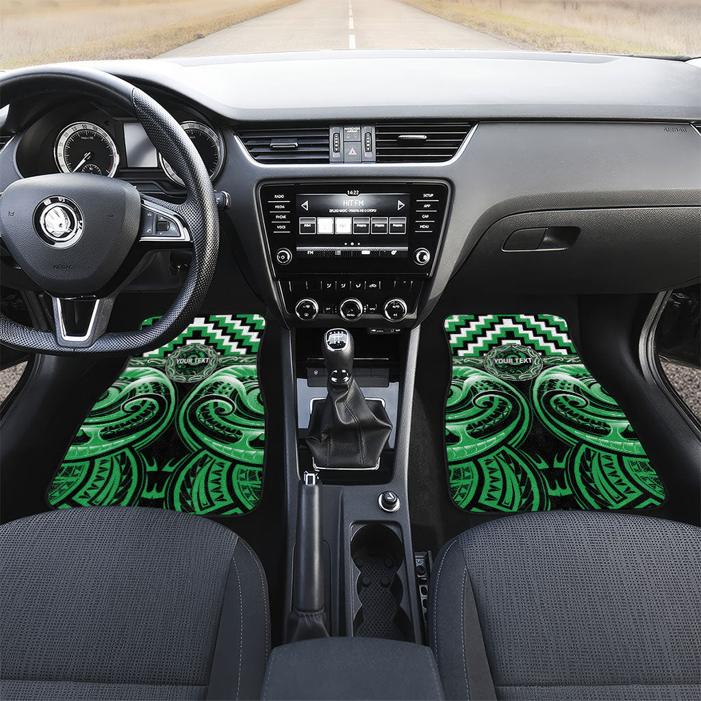Aotearoa Ngai Tahu Personalised Car Mats Maori Iwi Poutama Puhoro Tattoo LT14 Set 2pcs - Front Green - Polynesian Pride