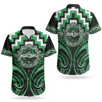 Aotearoa Ngai Tahu Personalised Couples Matching Off The Shoulder Long Sleeve Dress and Hawaiian Shirt Maori Iwi Poutama Puhoro Tattoo LT14 - Polynesian Pride