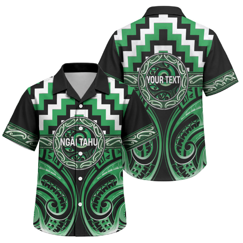 Aotearoa Ngai Tahu Personalised Family Matching Long Sleeve Bodycon Dress and Hawaiian Shirt Maori Iwi Poutama Puhoro Tattoo LT14 Son's Shirt Green - Polynesian Pride