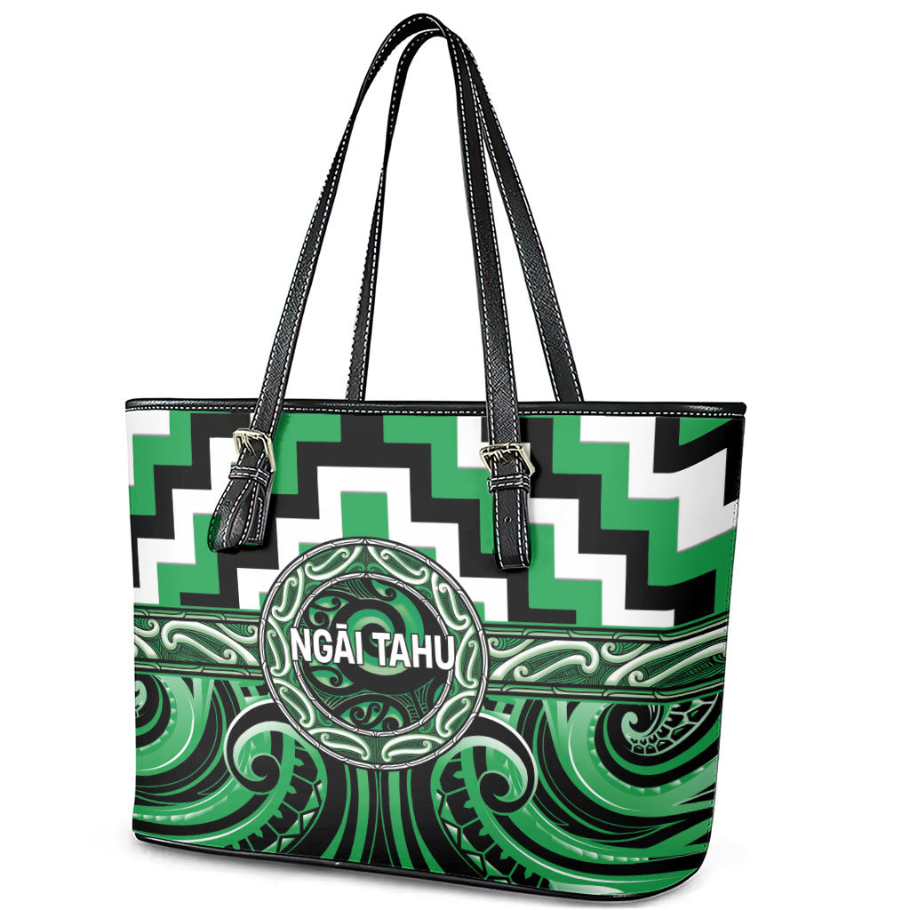Aotearoa Ngai Tahu Leather Tote Bag Maori Iwi Poutama Puhoro Tattoo LT14 - Polynesian Pride