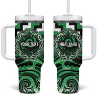 Aotearoa Ngai Tahu Personalised Tumbler With Handle Maori Iwi Poutama Puhoro Tattoo LT14 One Size: 40 oz Green - Polynesian Pride