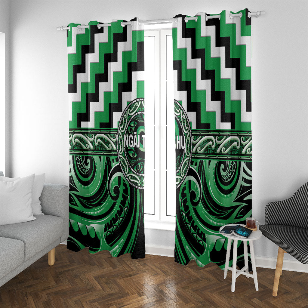 Aotearoa Ngai Tahu Window Curtain Maori Iwi Poutama Puhoro Tattoo LT14 With Grommets Green - Polynesian Pride