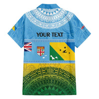 Personalised Malampa Fiji Day Family Matching Off Shoulder Maxi Dress and Hawaiian Shirt 10 October Fijian Tapa Flag Style LT14 - Polynesian Pride