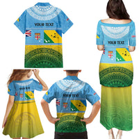 Personalised Malampa Fiji Day Family Matching Puletasi and Hawaiian Shirt 10 October Fijian Tapa Flag Style LT14 - Polynesian Pride