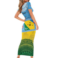Personalised Malampa Fiji Day Family Matching Short Sleeve Bodycon Dress and Hawaiian Shirt 10 October Fijian Tapa Flag Style LT14 - Polynesian Pride