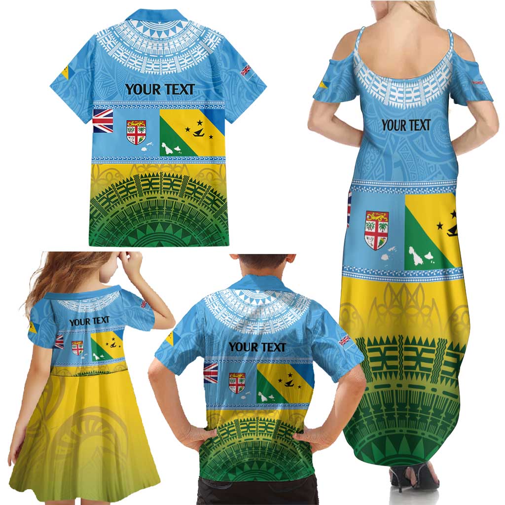 Personalised Malampa Fiji Day Family Matching Summer Maxi Dress and Hawaiian Shirt 10 October Fijian Tapa Flag Style LT14 - Polynesian Pride