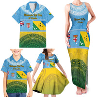 Personalised Malampa Fiji Day Family Matching Tank Maxi Dress and Hawaiian Shirt 10 October Fijian Tapa Flag Style LT14 - Polynesian Pride