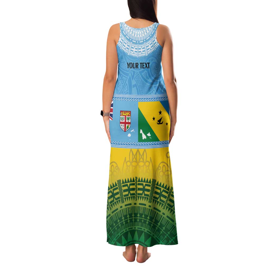 Personalised Malampa Fiji Day Family Matching Tank Maxi Dress and Hawaiian Shirt 10 October Fijian Tapa Flag Style LT14 - Polynesian Pride