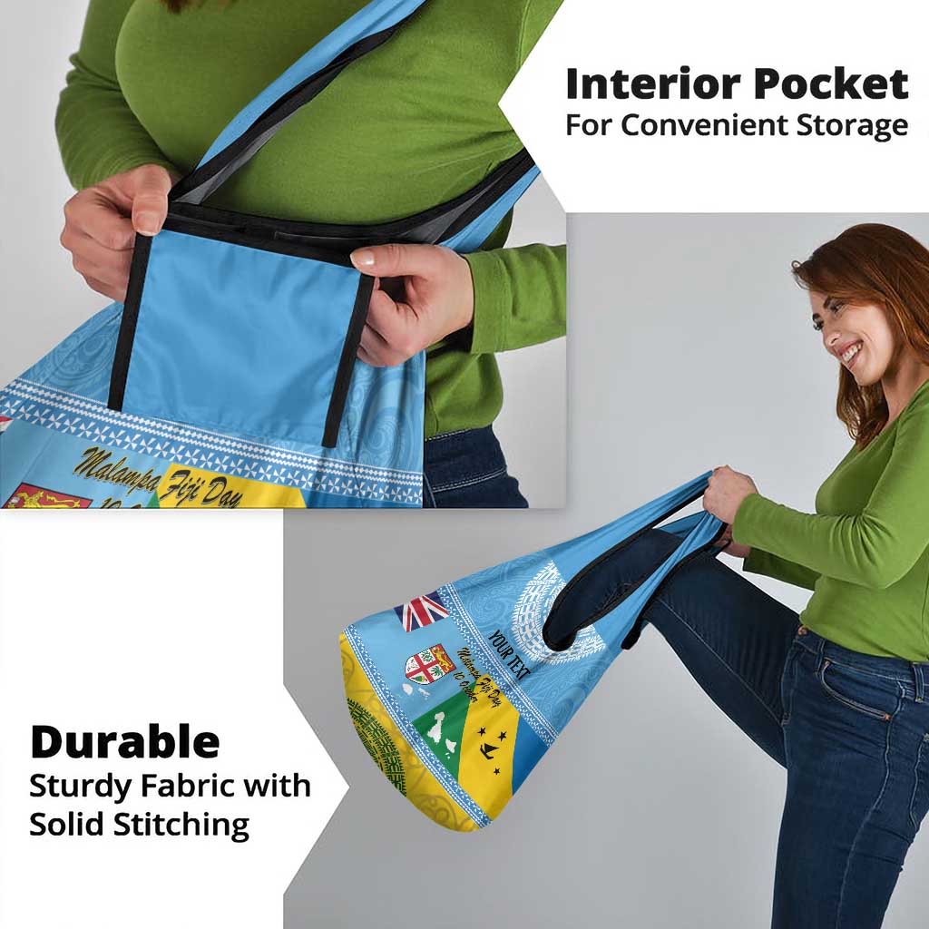 Personalised Malampa Fiji Day Grocery Bag 10 October Fijian Tapa Flag Style