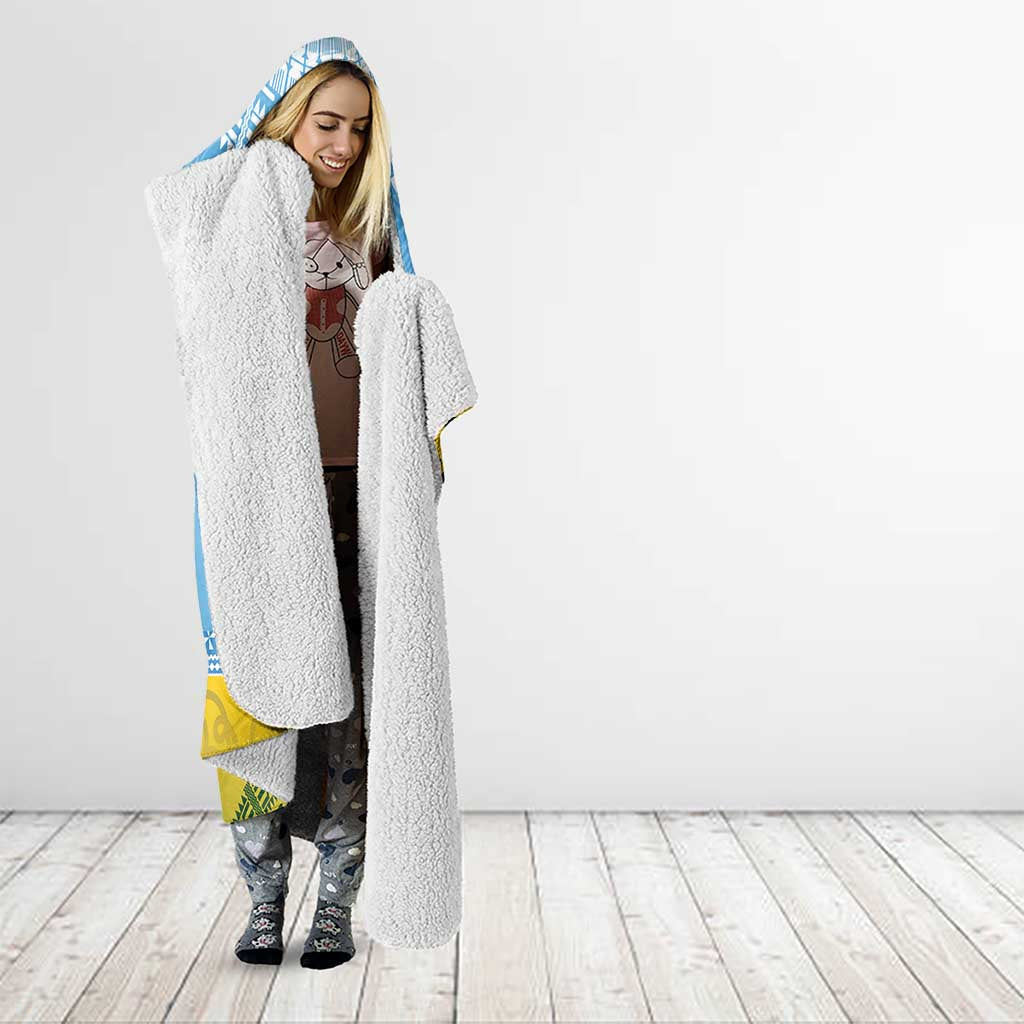 Personalised Malampa Fiji Day Hooded Blanket 10 October Fijian Tapa Flag Style