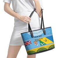 Personalised Malampa Fiji Day Leather Tote Bag 10 October Fijian Tapa Flag Style