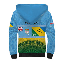 Personalised Malampa Fiji Day Sherpa Hoodie 10 October Fijian Tapa Flag Style LT14 - Polynesian Pride