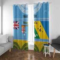 Personalised Malampa Fiji Day Window Curtain 10 October Fijian Tapa Flag Style