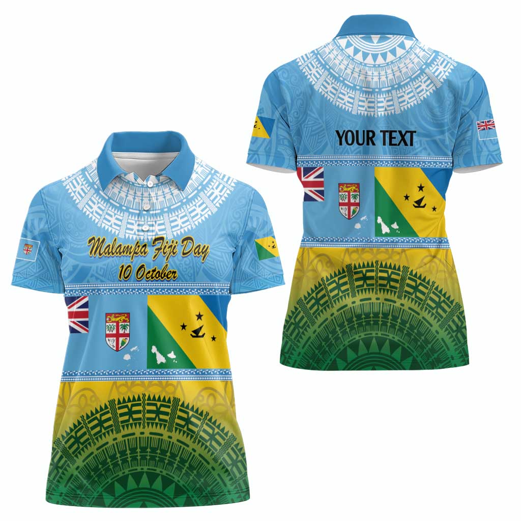 Personalised Malampa Fiji Day Women Polo Shirt 10 October Fijian Tapa Flag Style LT14 - Polynesian Pride