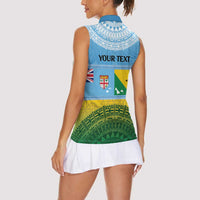 Personalised Malampa Fiji Day Women Sleeveless Polo Shirt 10 October Fijian Tapa Flag Style