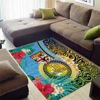 Vanuatu Malampa Fiji Day Area Rug Happy 10 October With Maps Tropical Flowers