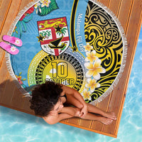 Vanuatu Malampa Fiji Day Beach Blanket Happy 10 October With Maps Tropical Flowers