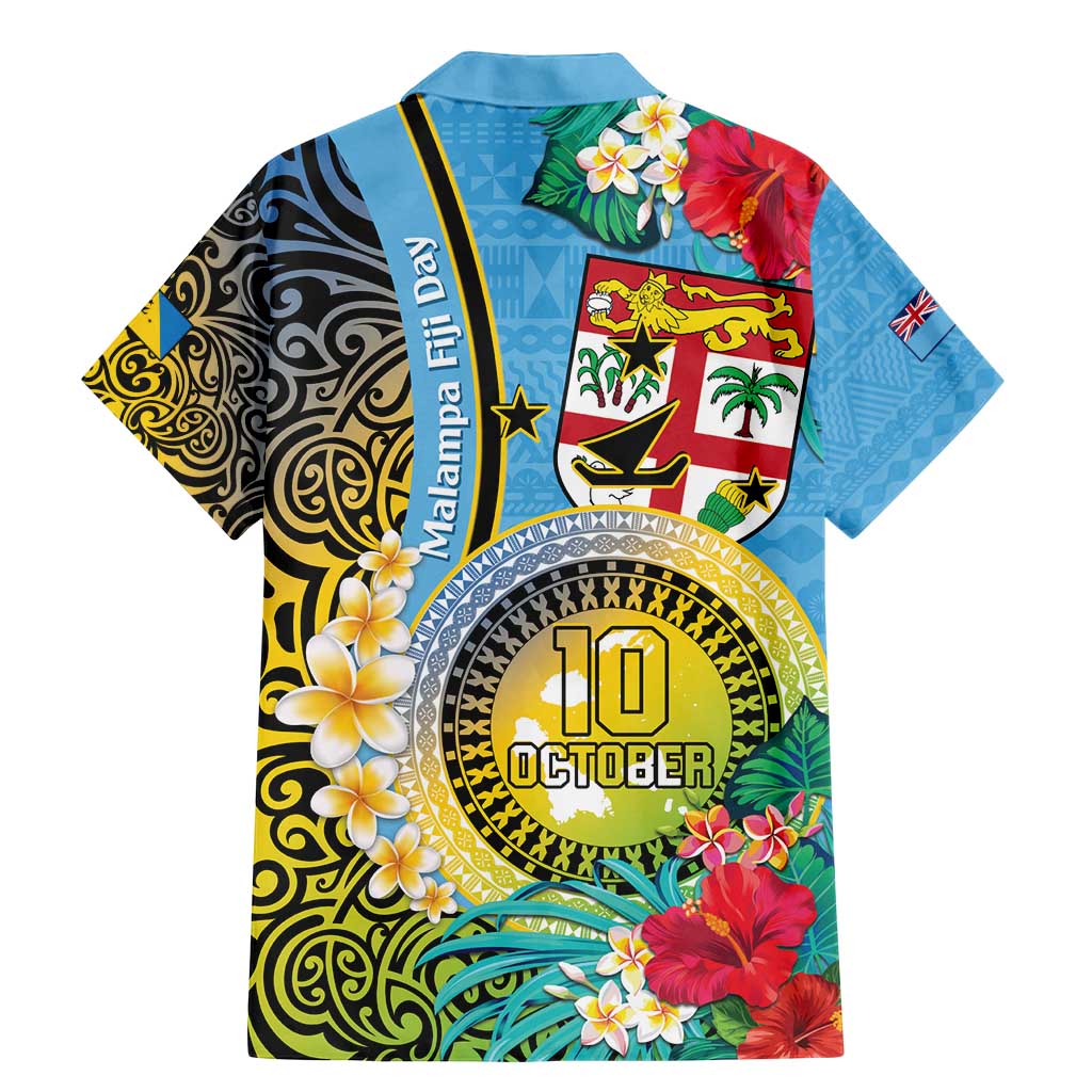 Vanuatu Malampa Fiji Day Family Matching Mermaid Dress and Hawaiian Shirt Happy 10 October With Maps Tropical Flowers LT14 - Polynesian Pride
