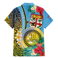 Vanuatu Malampa Fiji Day Family Matching Mermaid Dress and Hawaiian Shirt Happy 10 October With Maps Tropical Flowers LT14 - Polynesian Pride