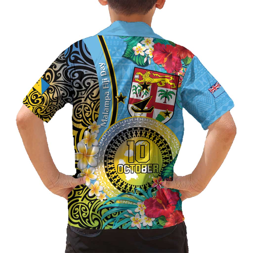 Vanuatu Malampa Fiji Day Family Matching Summer Maxi Dress and Hawaiian Shirt Happy 10 October With Maps Tropical Flowers LT14 - Polynesian Pride