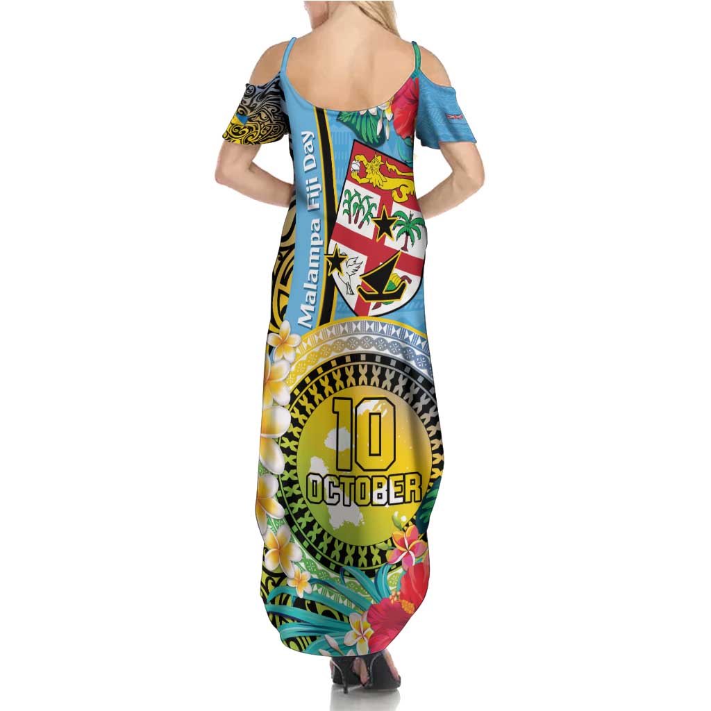 Vanuatu Malampa Fiji Day Family Matching Summer Maxi Dress and Hawaiian Shirt Happy 10 October With Maps Tropical Flowers LT14 - Polynesian Pride