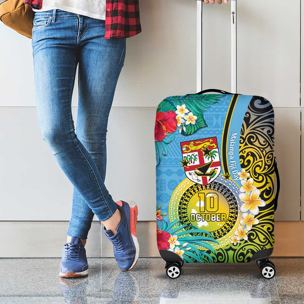 Vanuatu Malampa Fiji Day Luggage Cover Happy 10 October With Maps Tropical Flowers