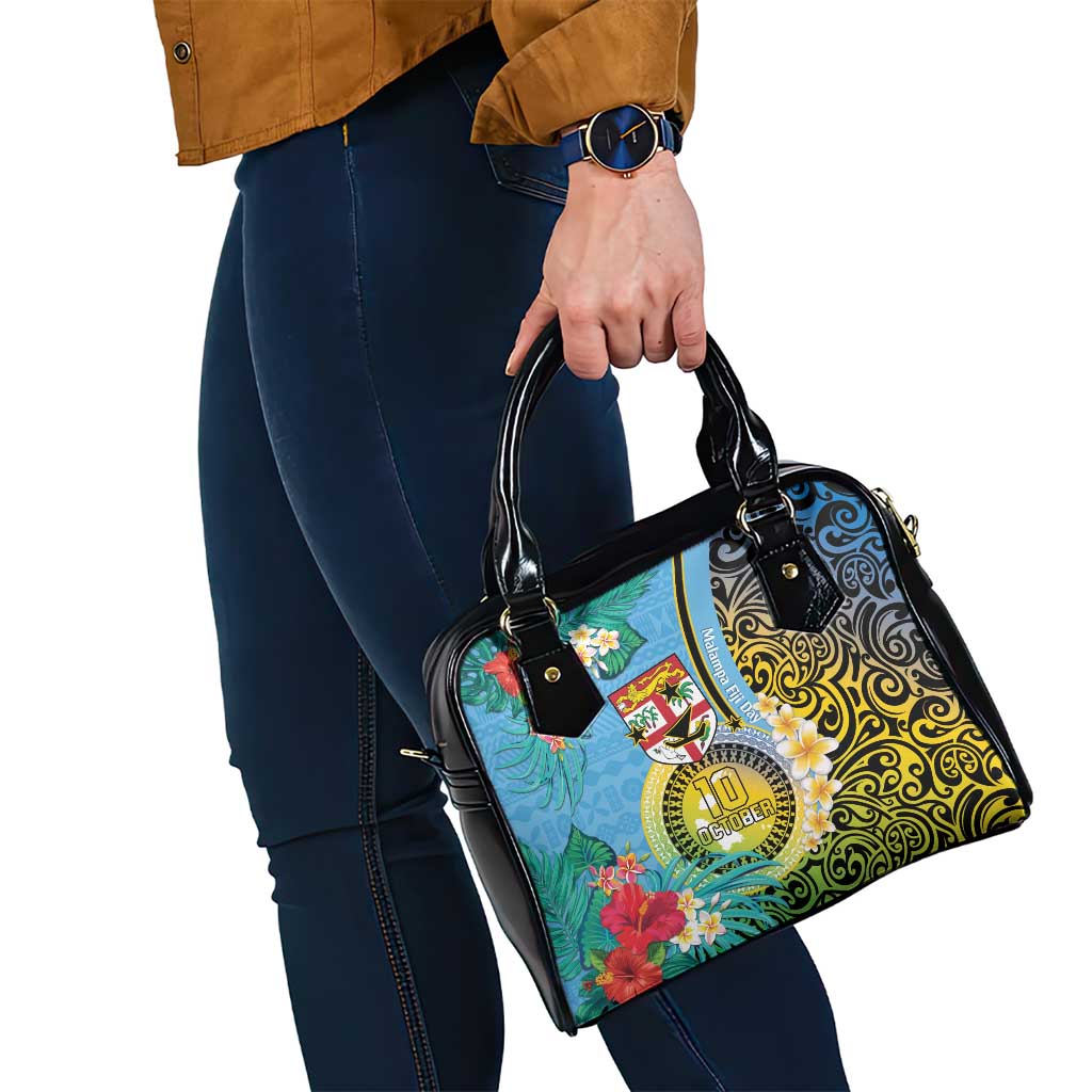 Vanuatu Malampa Fiji Day Shoulder Handbag Happy 10 October With Maps Tropical Flowers