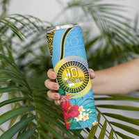 Vanuatu Malampa Fiji Day Skinny Tumbler Happy 10 October With Maps Tropical Flowers LT14 - Polynesian Pride