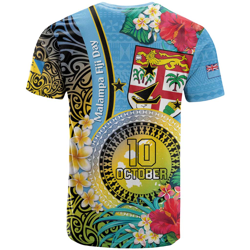 Vanuatu Malampa Fiji Day T Shirt Happy 10 October With Maps Tropical Flowers