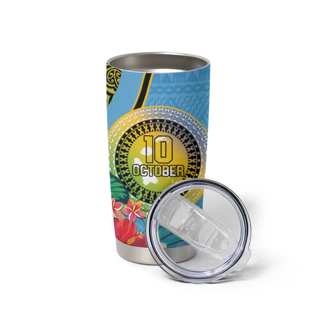 Vanuatu Malampa Fiji Day Tumbler Cup Happy 10 October With Maps Tropical Flowers