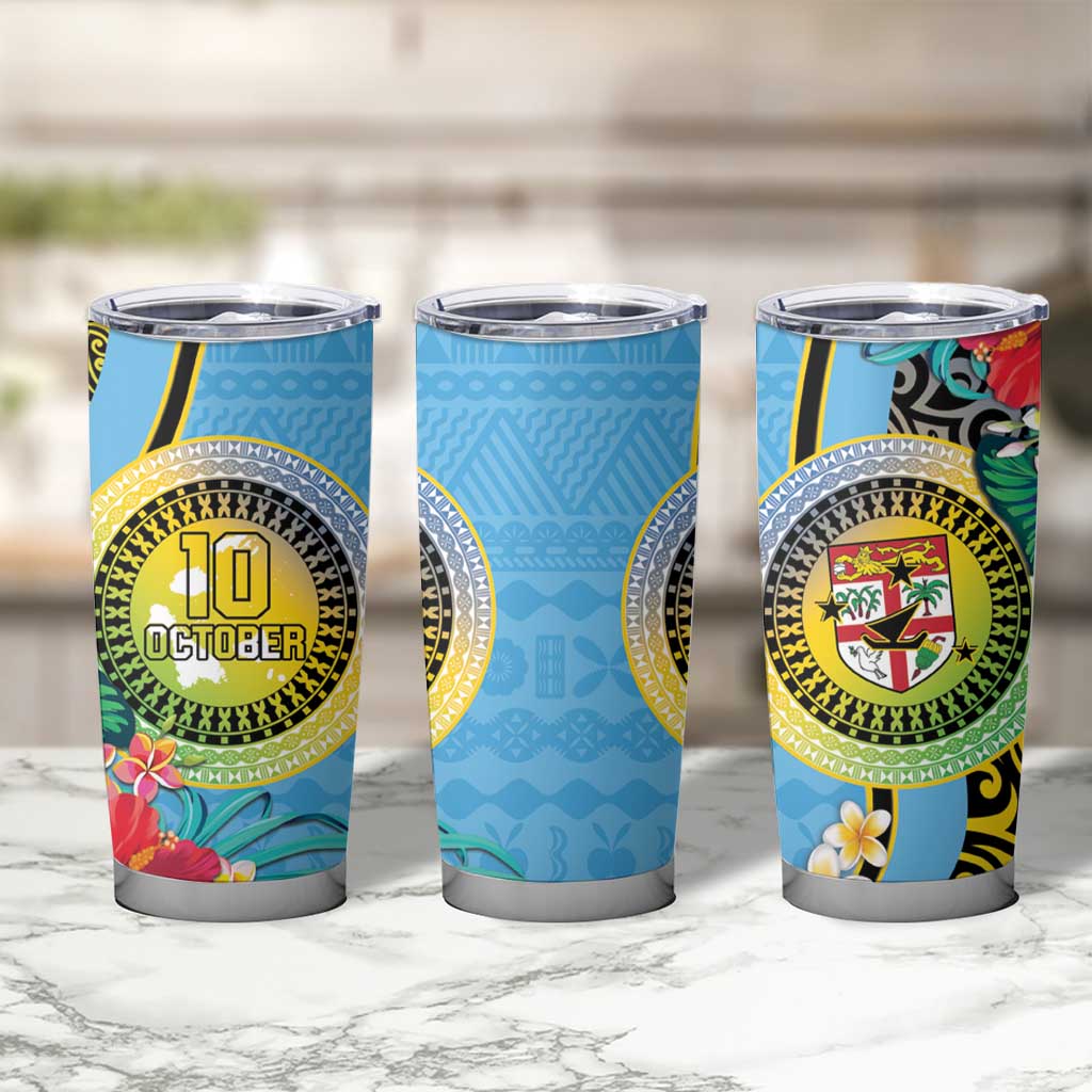Vanuatu Malampa Fiji Day Tumbler Cup Happy 10 October With Maps Tropical Flowers