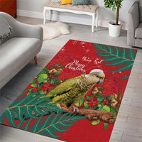 Personalised New Zealand Kakapo Christmas Area Rug Meri Kirihimete Silver Fern Mix Pohutukawa LT14 - Polynesian Pride