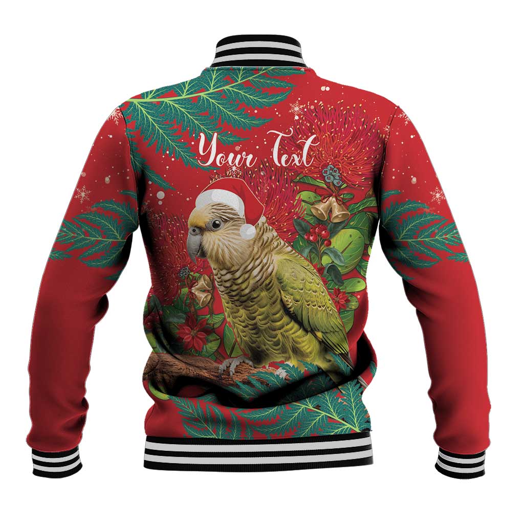 Personalised New Zealand Kakapo Christmas Baseball Jacket Meri Kirihimete Silver Fern Mix Pohutukawa LT14 - Polynesian Pride