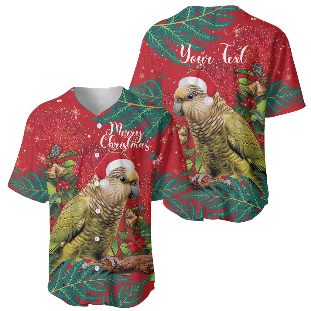 Personalised New Zealand Kakapo Christmas Baseball Jersey Meri Kirihimete Silver Fern Mix Pohutukawa LT14 - Polynesian Pride