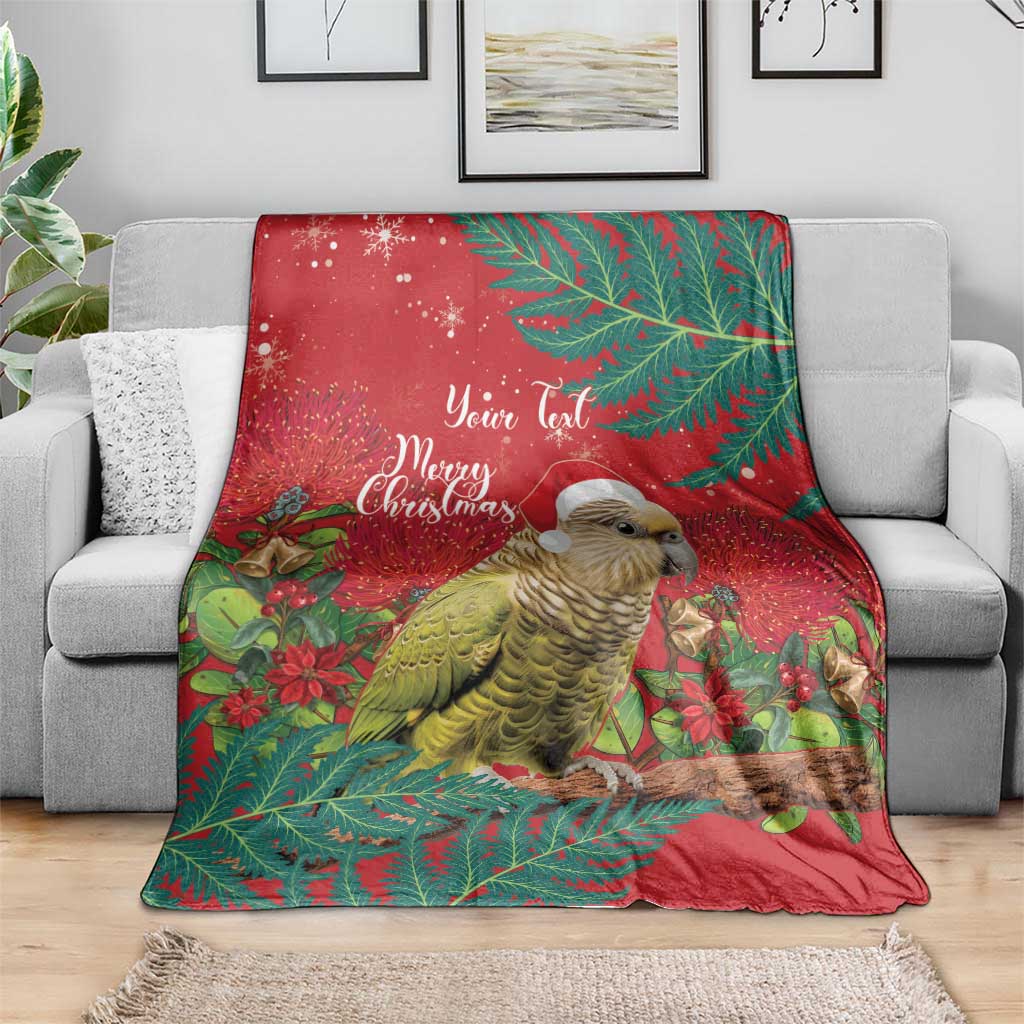 Personalised New Zealand Kakapo Christmas Blanket Meri Kirihimete Silver Fern Mix Pohutukawa LT14 - Polynesian Pride